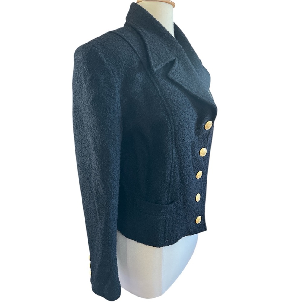 The Limited Vintage Black Boucle Wool Blazer with Gold/Brass Buttons Size Medium - Picture 3 of 7